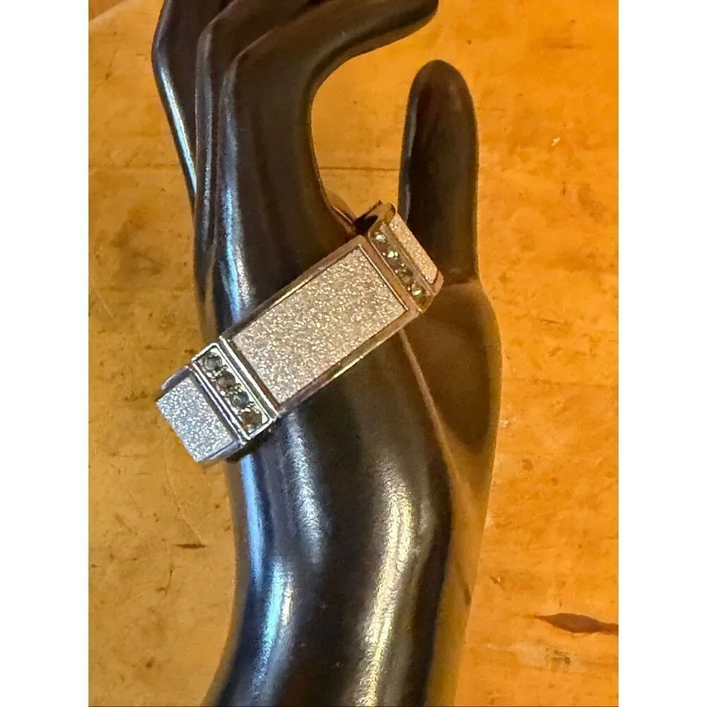 silver-tone bracelet featuring a glittery sparkly face with Dark Stones (7445)